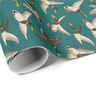 Mallards Gift Wrap Teal