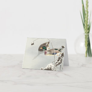 Mallards near a Snow-Covered Lotus (1925 - 1936) Holiday Card