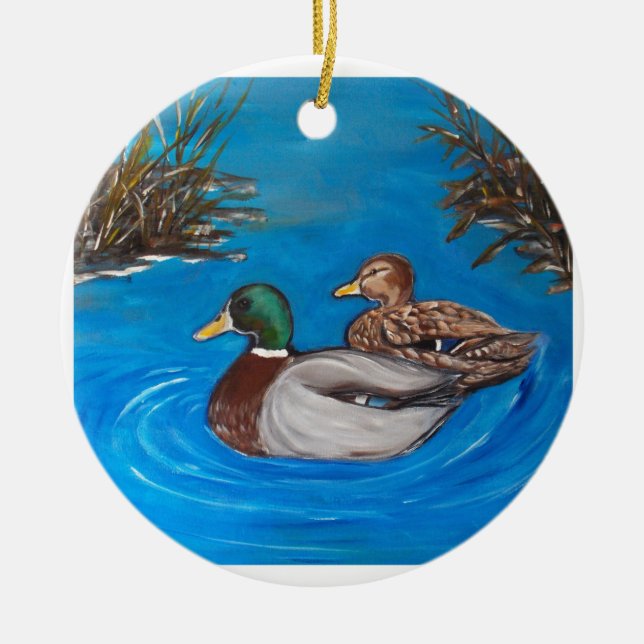 Mallards.png Ceramic Ornament (Front)