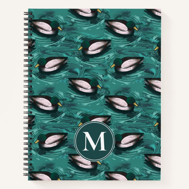 Mallards Swimming in the Water Pattern Notebook (Front)