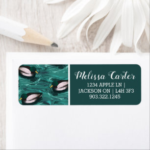 Mallards Swimming in the Water Pattern Return Address Label