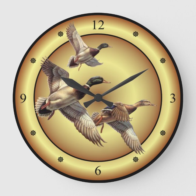Mallards ~ Wild Ducks ~ Anas platyrhynchos ~   Large Clock (Front)