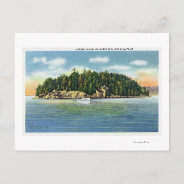 Malletts Bay View of Marble Island Postcard (Front)