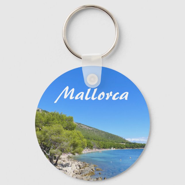 Mallorca Beach and Bay of Formentor Photo Souvenir Key Ring (Front)