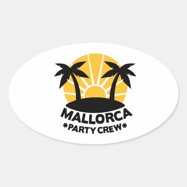 Mallorca Party Crew Oval Sticker (Front)