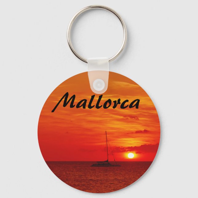 Mallorca Romantic Sunset at the Sea Photo Souvenir Key Ring (Front)