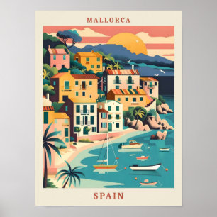 Mallorca Spain Art Elegant Vintage Travel Poster