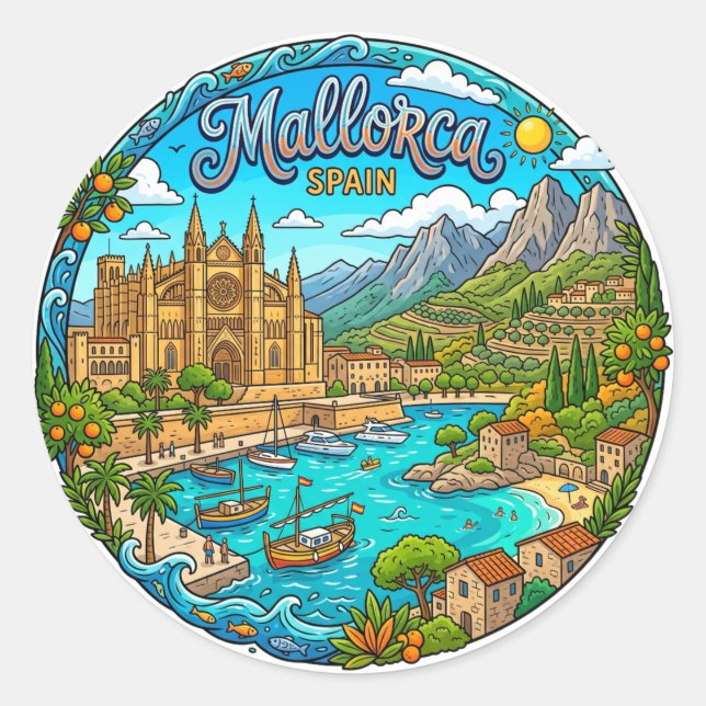 Mallorca Spain Classic Round Sticker (Front)