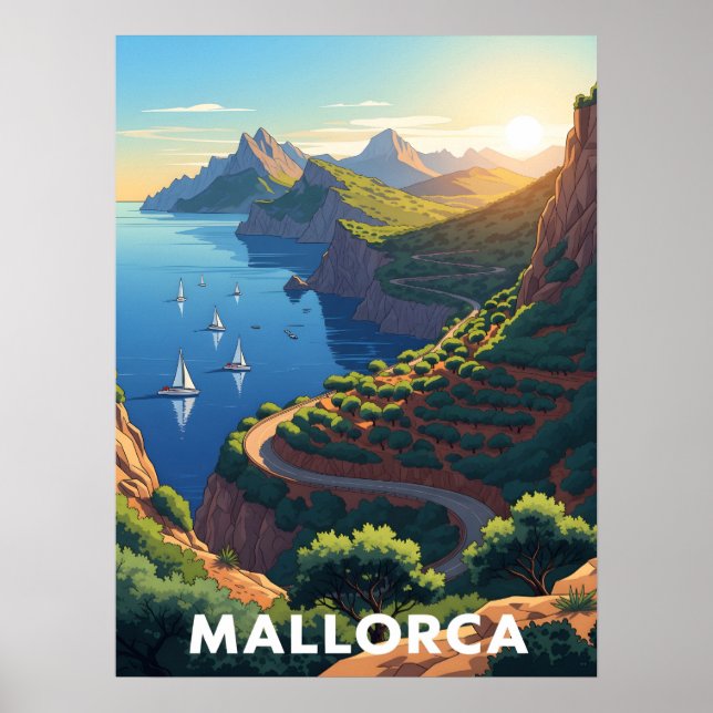 Mallorca, Spain – Coastal Road Poster (Front)