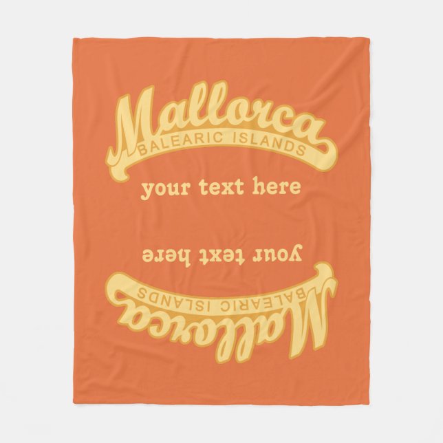 MALLORCA Spain custom text & colour fleece blanket (Front)