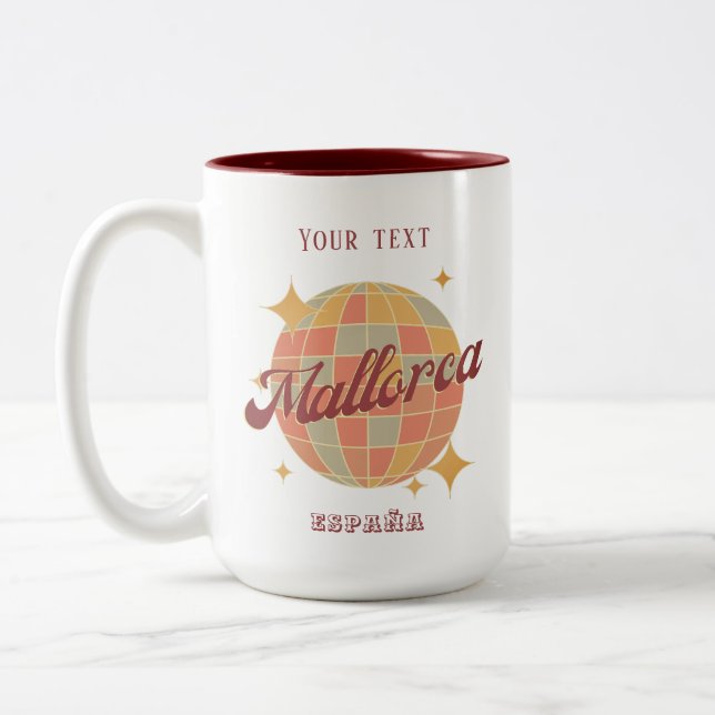 Mallorca Spain holiday Retro souvenir  Two-Tone Coffee Mug (Left)