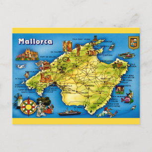 Mallorca Spain Map Postcard