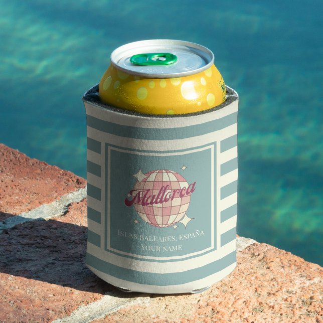 Mallorca Spain striped summer drink can cooler  (Creator Uploaded)