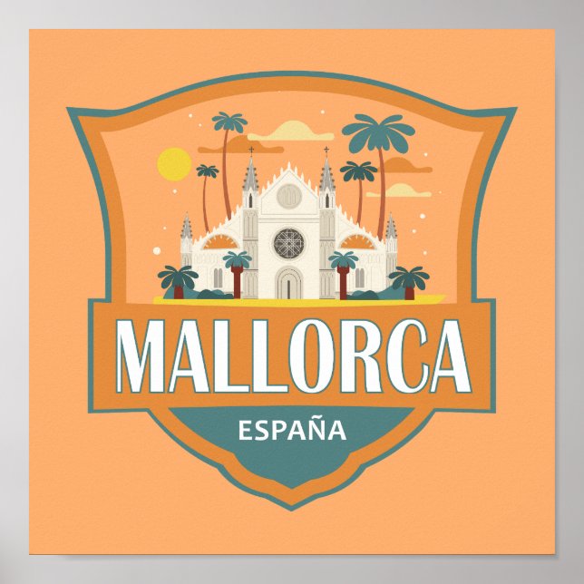 Mallorca Spain Travel Retro Badge Poster (Front)