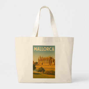 Mallorca Vintage Retro Cathedral Large Tote Bag