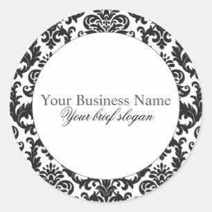 Mallory #1 Chic Black Damask Round Sticker