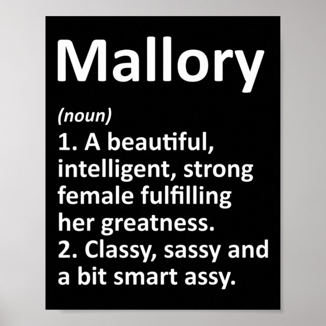 Mallory Definition Personalised Name Funny Christm Poster (Front)