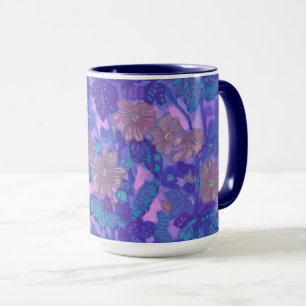 Mallow Bloom, Malva Flowers Floral Painting Purple Mug