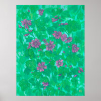 Mallow Bloom, Malva Flowers Summer Floral Painting