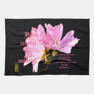 Mallow Bouquet Philippians 4:6 Tea Towel