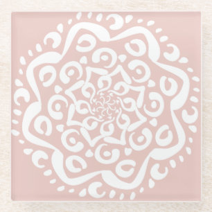 Mallow Mandala Glass Coaster