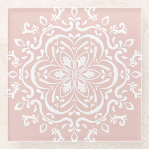 Mallow Mandala Glass Coaster
