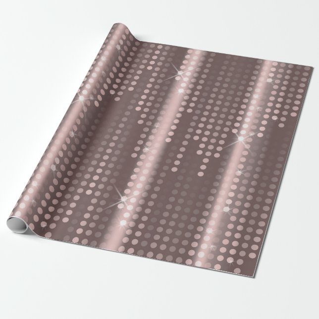 Mallow Polka Dots Matrix patterned glitter Wrapping Paper (Unrolled)