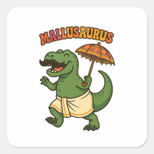 mallusaurus baby dino kerala square sticker