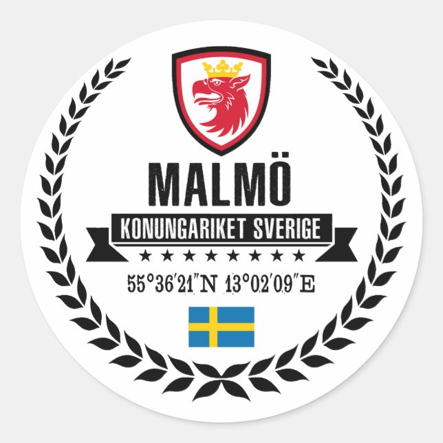 Malmö Classic Round Sticker (Front)