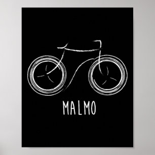 Malmo Sweden Cute Vintage Retro Bike Poster