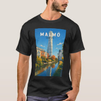 Malmo Sweden Illustration Travel Art Vintage