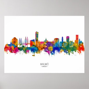 Malmo Sweden Skyline Poster