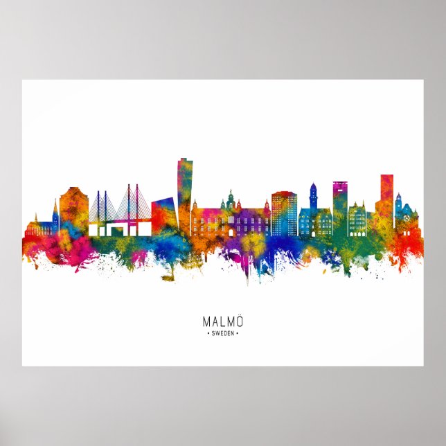 Malmo Sweden Skyline Poster (Front)