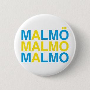 MALMO Swedish Flag 6 Cm Round Badge