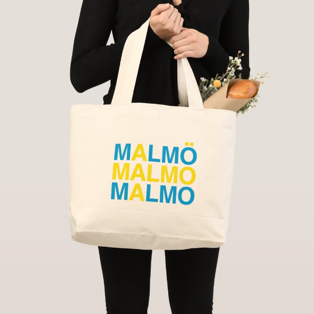 MALMO Swedish Flag Large Tote Bag (Front (Product))
