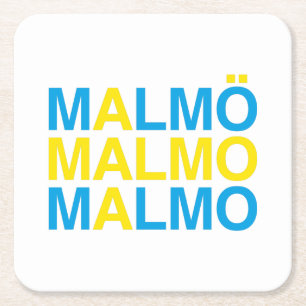 MALMO Swedish Flag Square Paper Coaster