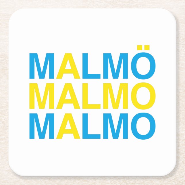 MALMO Swedish Flag Square Paper Coaster (Front)