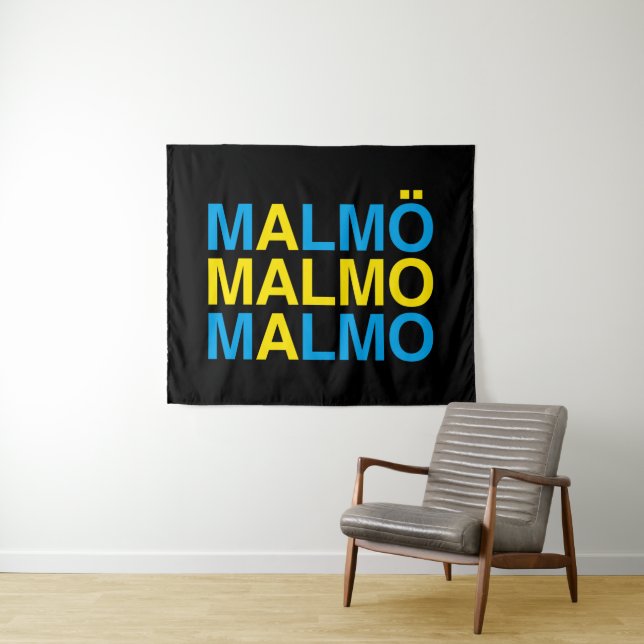 MALMO Swedish Flag Tapestry (In Situ (Horizontal))