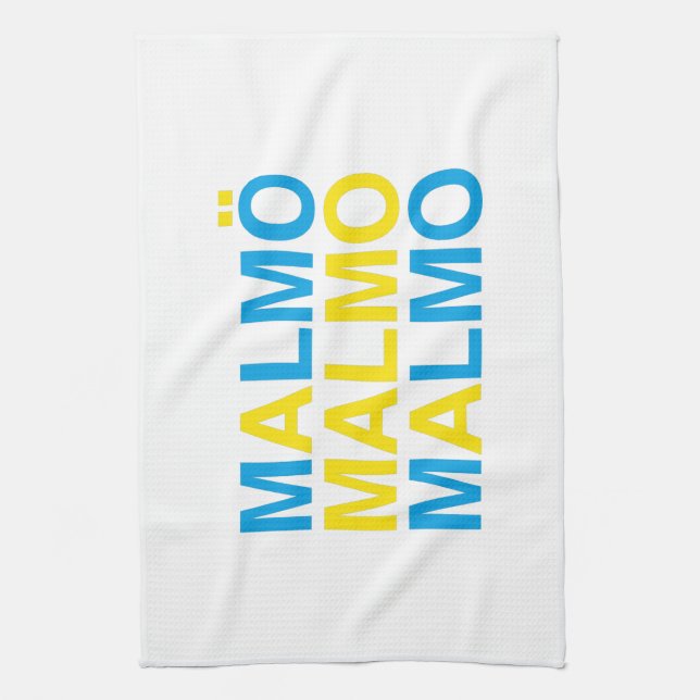 MALMO Swedish Flag Tea Towel (Vertical)