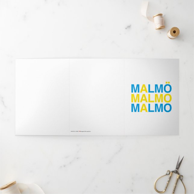 MALMO Swedish Flag Tri-Fold Card (Outside)