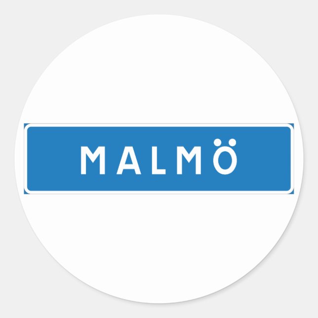 Malmo, Swedish road sign Classic Round Sticker (Front)