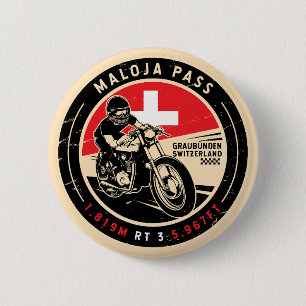 Maloja Pass   Switzerland   Motorcycle 6 Cm Round Badge