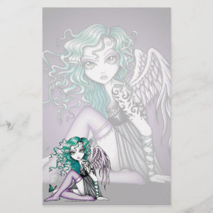 "Malory" Cute Tattoo Violet Angel Art Stationery