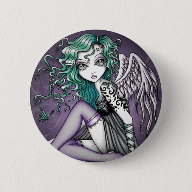 Malory Cute Tattooed Angel 6 Cm Round Badge (Front)