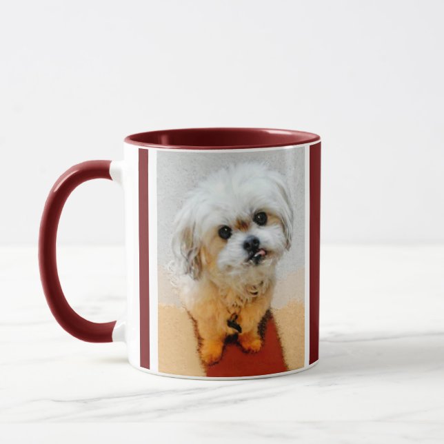 Malshi Dog Maroon Personalised Mug (Left)