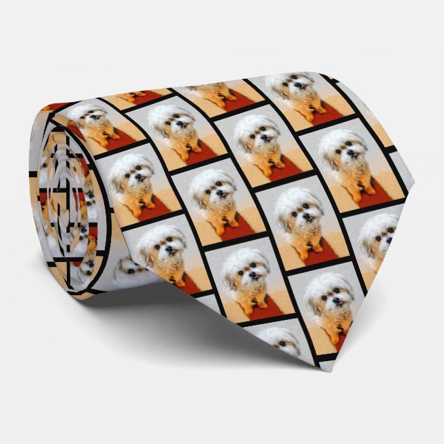Malshi Dog Tiled Necktie (Rolled)