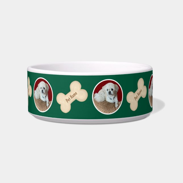 Malshi With Bone Green Pet Bowl (Front)