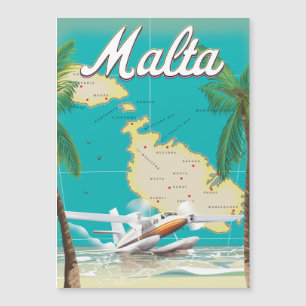 Malta beach & map travel poster