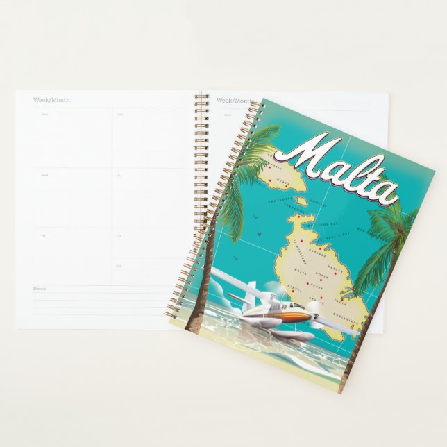 Malta beach & map travel poster planner (Display)