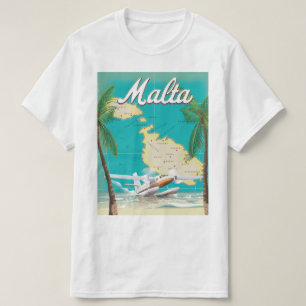 Malta beach & map travel poster T-Shirt